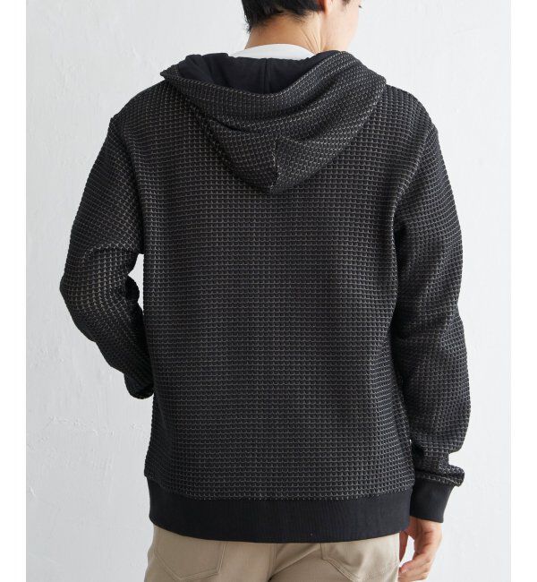 ikka「ビッグワッフルジップパーカー」|カーディガン|