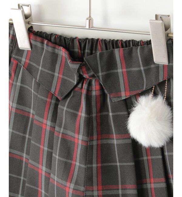 ikka kids「【親子おそろい】ポンポン付きチェックタックキュロット（120~160cm）」|スカート|