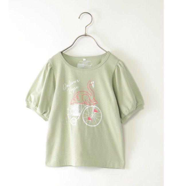 ikka kids「ボリュームパフ袖グラフィックTシャツ（120~160cm）」|Tシャツ・カットソー|ライトグリーン
