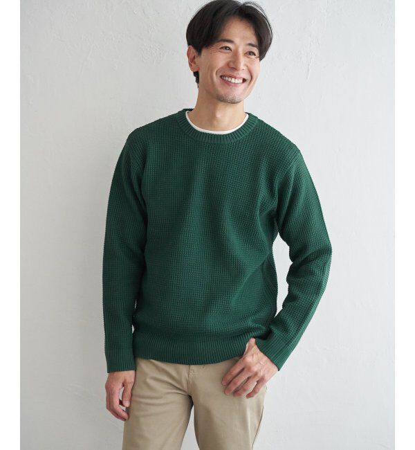 ikka「【2点セット】GOKU楽ニットクルーインナーセット」|プルオーバー|グリーン