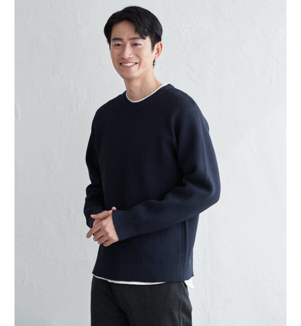 ikka「【2点セット】GOKU楽ニットクルーインナーセット」|プルオーバー|ネイビーブルー