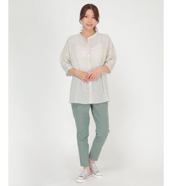 Lbc with Life「楊柳バンドカラーブラウス」|シャツ・ブラウス|