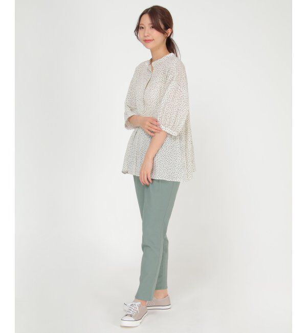 Lbc with Life「楊柳バンドカラーブラウス」|シャツ・ブラウス|