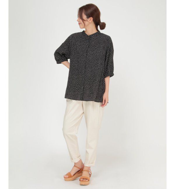 Lbc with Life「楊柳バンドカラーブラウス」|シャツ・ブラウス|