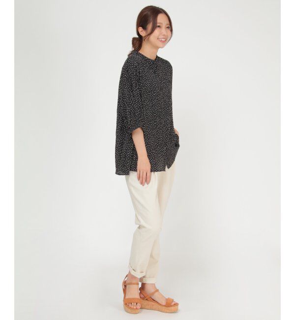 Lbc with Life「楊柳バンドカラーブラウス」|シャツ・ブラウス|