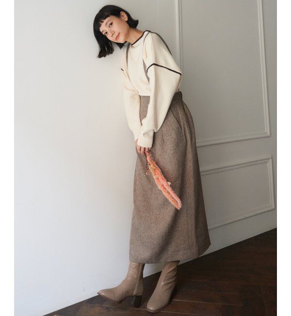 Lbc with Life「【2WAY】ウールライクサス付きIラインスカート」|スカート|