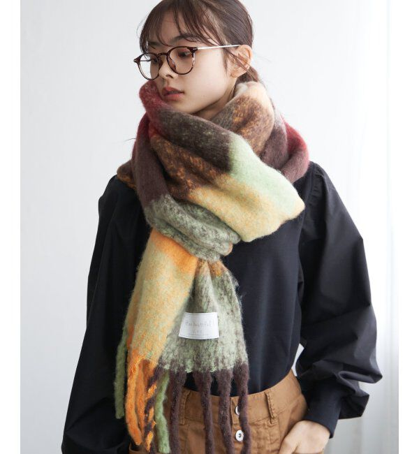 Lbc with Life「ブロックチェックストール」|マフラー|オレンジケイ