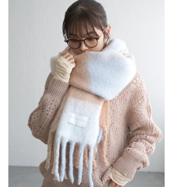 Lbc with Life「ブロックチェックストール」|マフラー|