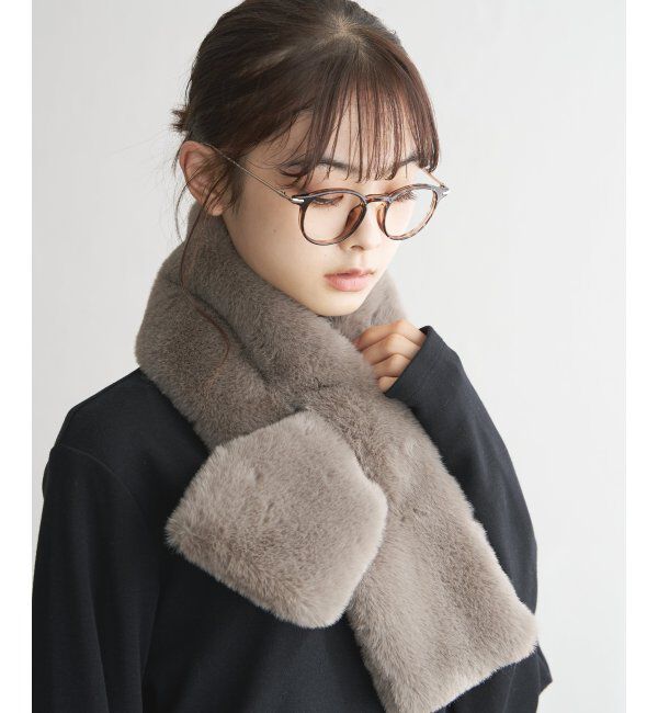 Lbc with Life「フェイクファーティペット」|マフラー|ブラウン