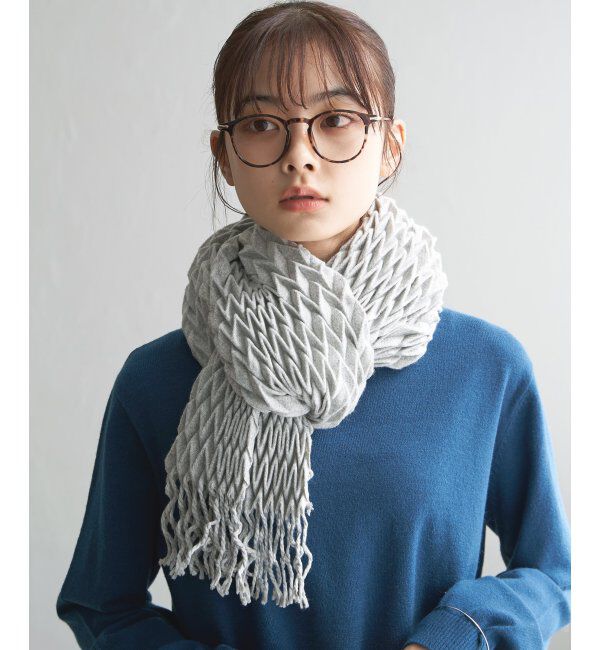 Lbc with Life「ダイヤプリーツストール」|マフラー|グレイ