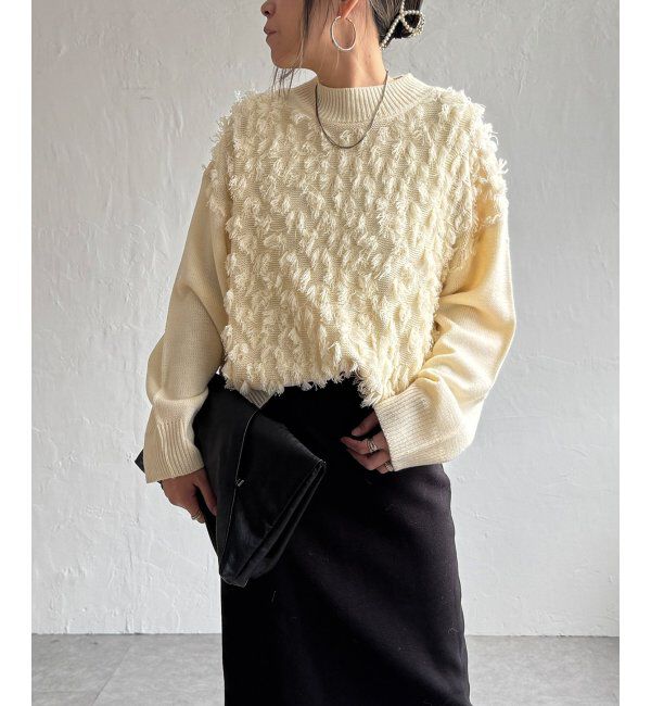 Lbc with Life「フリンジニットプルオーバー」|カーディガン|オフホワイト