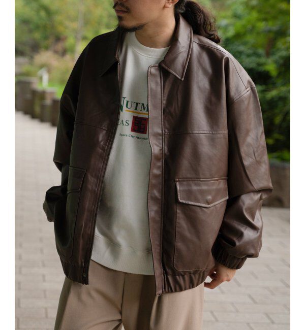 VENCE share style「A-2合皮ジャケット」|その他|ブラウン