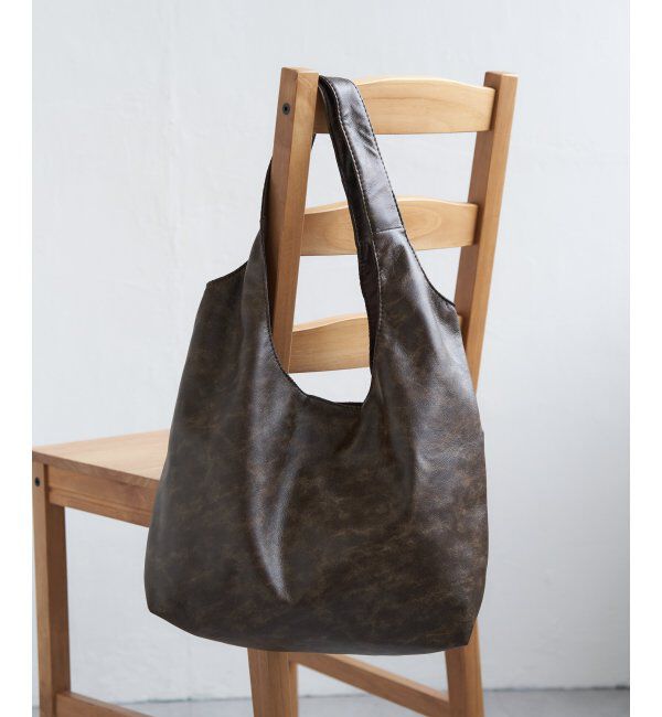 VENCE share style「ヴィンテージ合皮ラウンドトートバッグ」|その他|ブラック