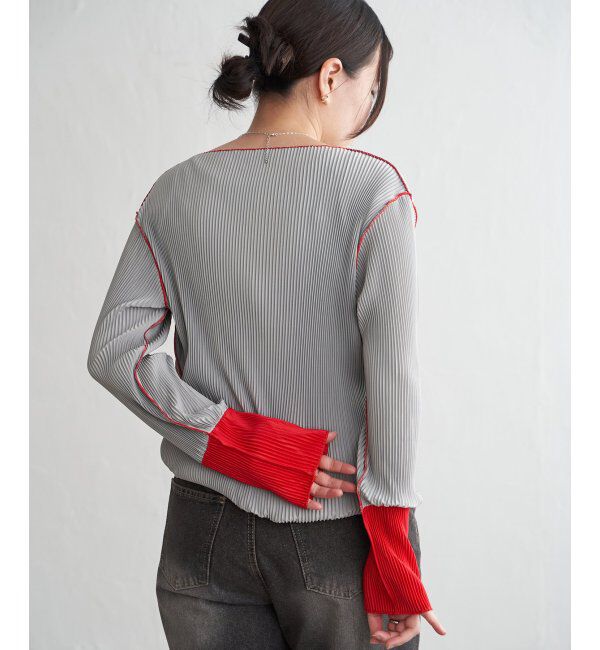 VENCE share style「プリーツ加工配色袖トップス」|その他|