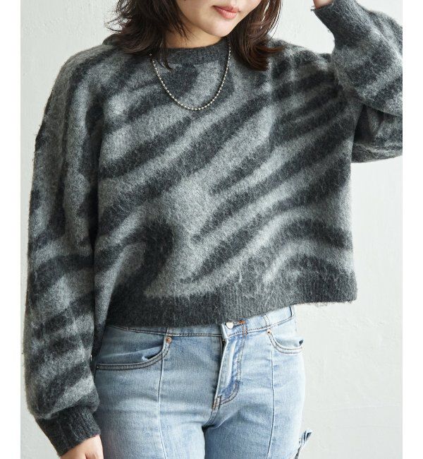 VENCE share style「ジャガードゼブラ柄プルオーバー」|ニット・セーター|
