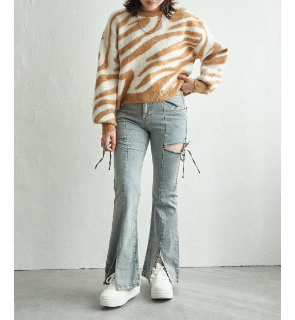 VENCE share style「ジャガードゼブラ柄プルオーバー」|ニット・セーター|