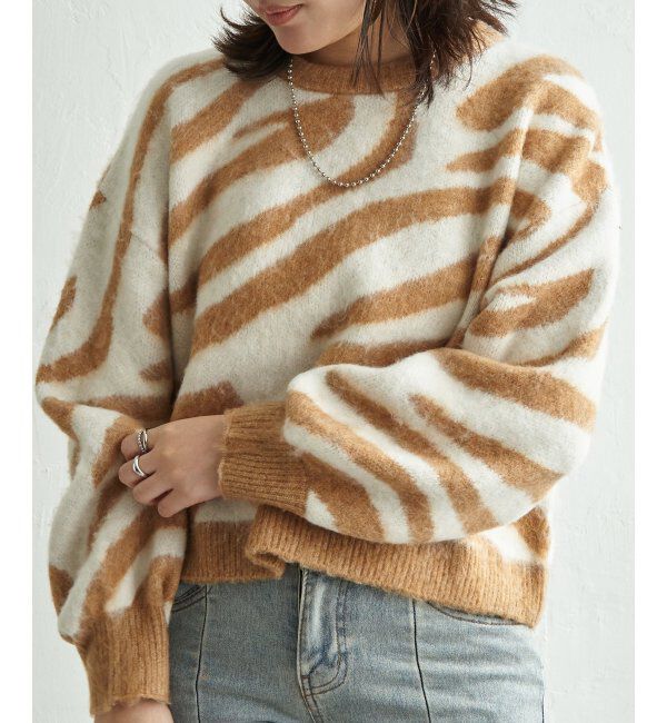 VENCE share style「ジャガードゼブラ柄プルオーバー」|ニット・セーター|