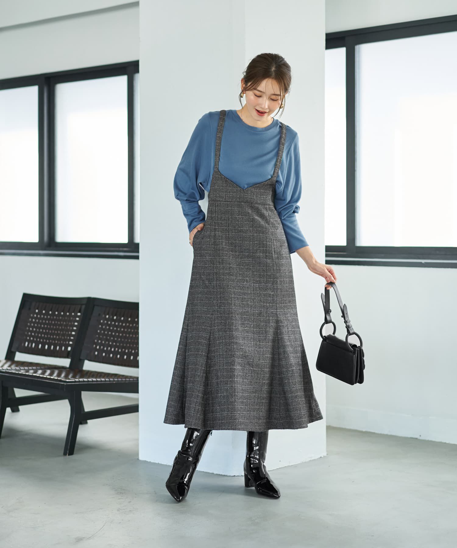 STYLE DELI「へリンボーンマーメイドジャンバースカート」|ジャンパースカート|