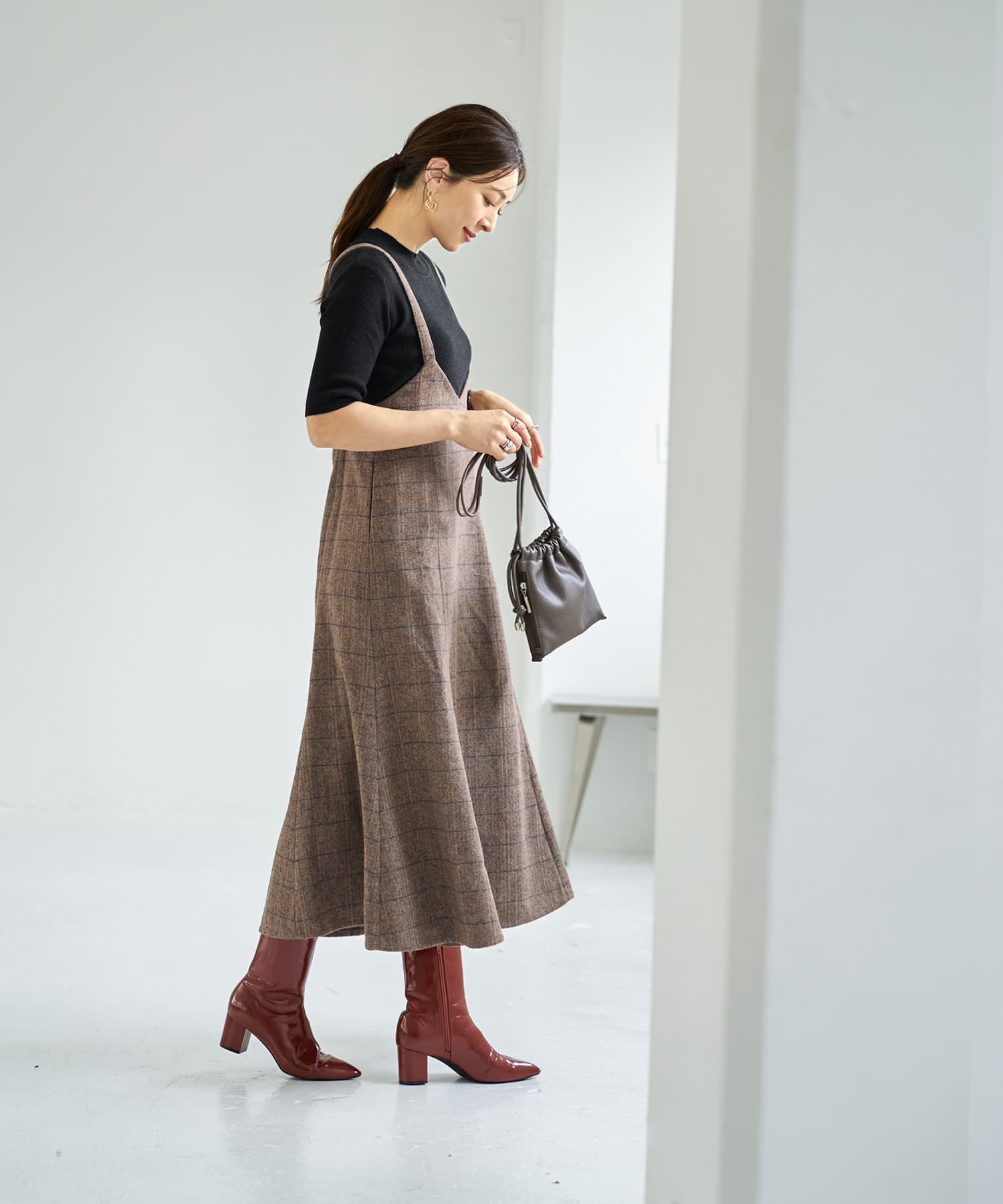 STYLE DELI「へリンボーンマーメイドジャンバースカート」|ジャンパースカート|