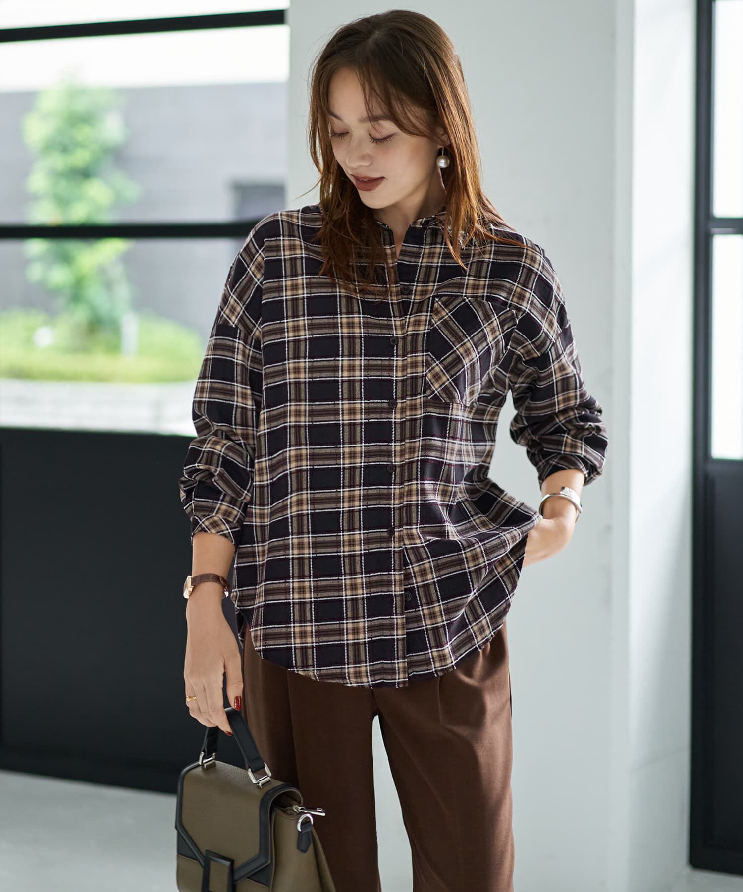 STYLE DELI「立体ステッチチェック柄シャツ」|シャツ・ブラウス|ブラックミックス