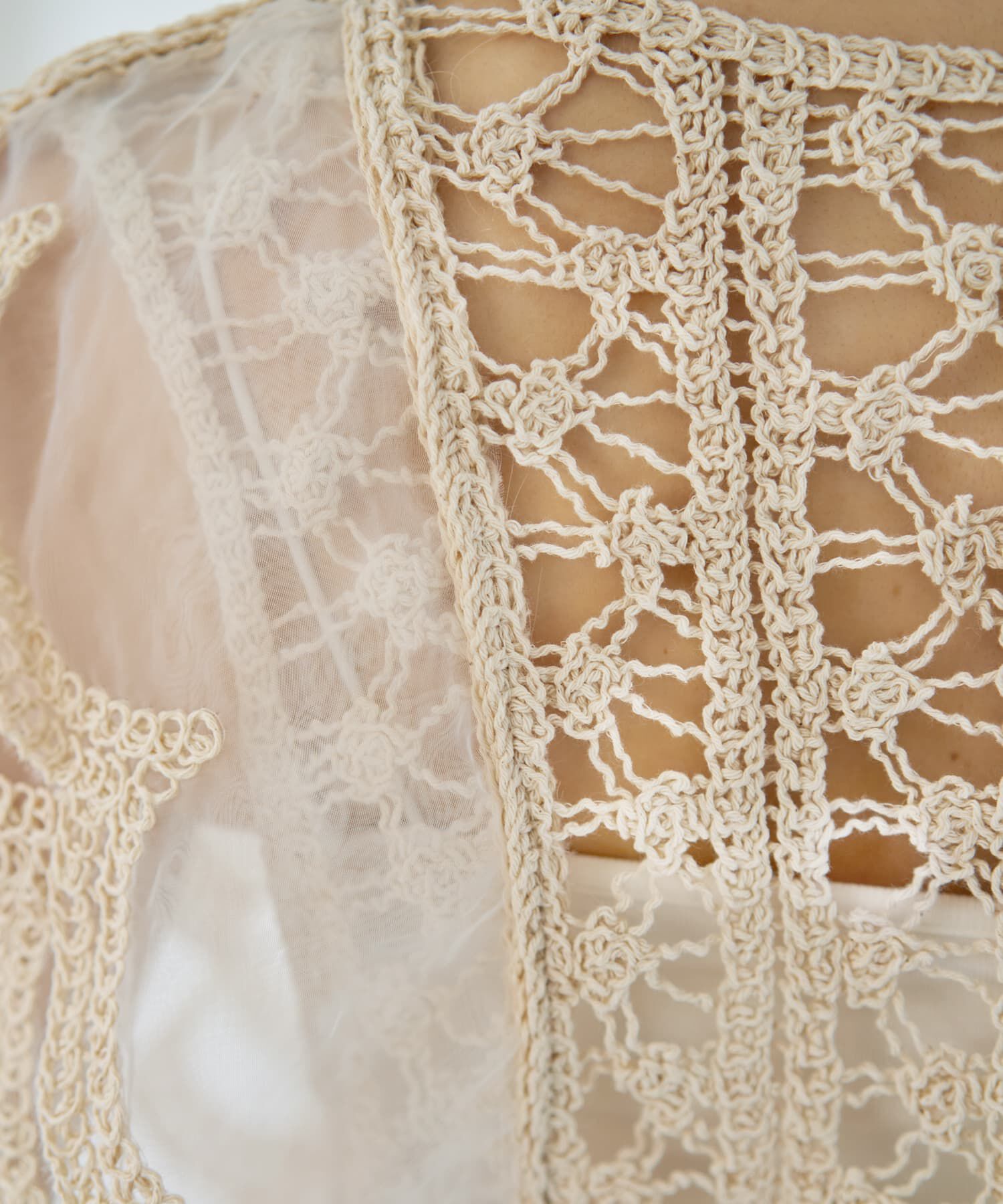 STYLE DELI「かぎ編みとチュールのレース風スカラップベスト」|ベスト・ジレ|