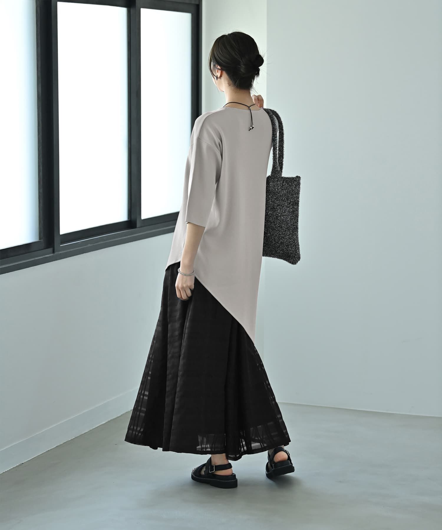 STYLE DELI「【Kana Oyama&times;BLK001】シアーチェックスカート／DELI size」|スカート|