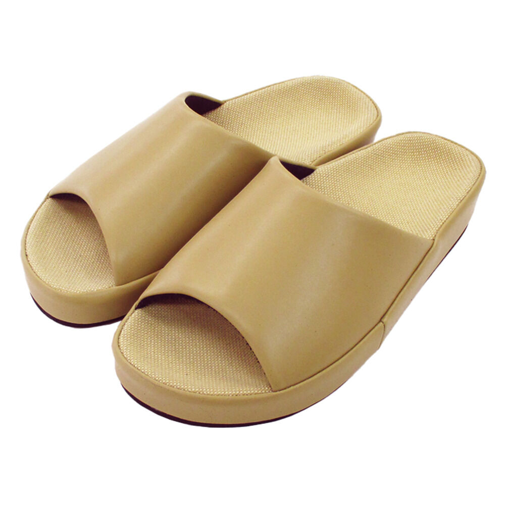 BACKYARD FAMILY「スリッパ 室内 おしゃれ 通販 日本製 フット快カラー 前あきスリッパ 前開きスリッパ」|ルームシューズ|ベージュ1