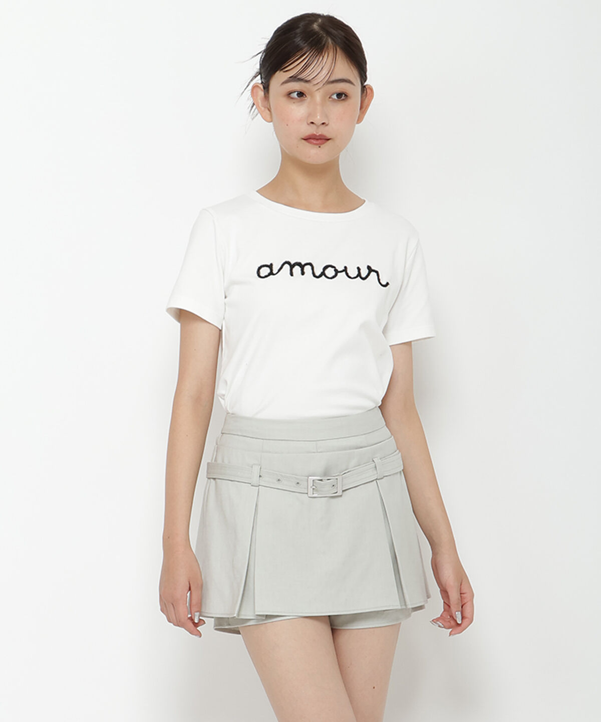 REDYAZEL「レイヤードデザインベルティッドショートパンツ」|キュロット|オフ