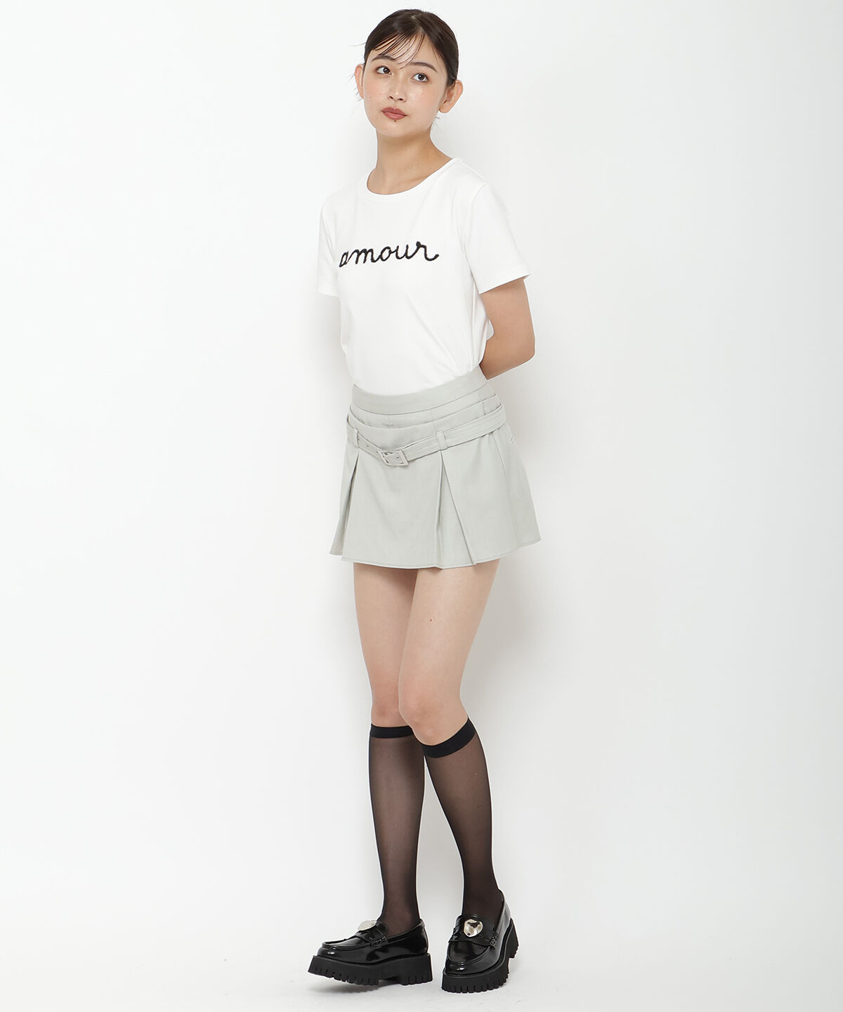 REDYAZEL「レイヤードデザインベルティッドショートパンツ」|キュロット|