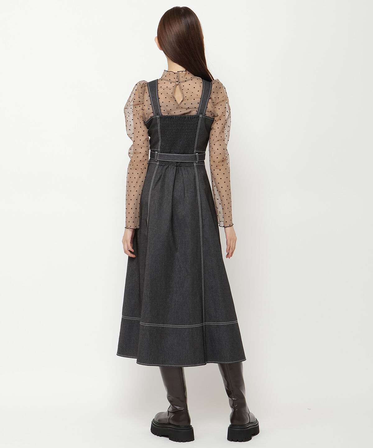 REDYAZEL「デニムライクフロントジップワンピース」|ワンピース|