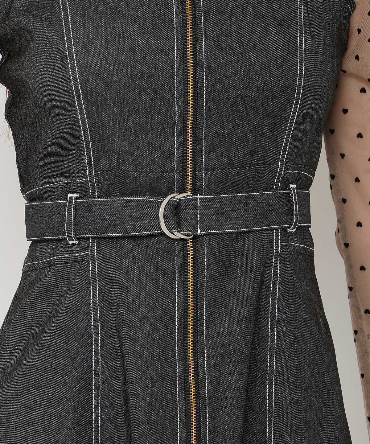 REDYAZEL「デニムライクフロントジップワンピース」|ワンピース|