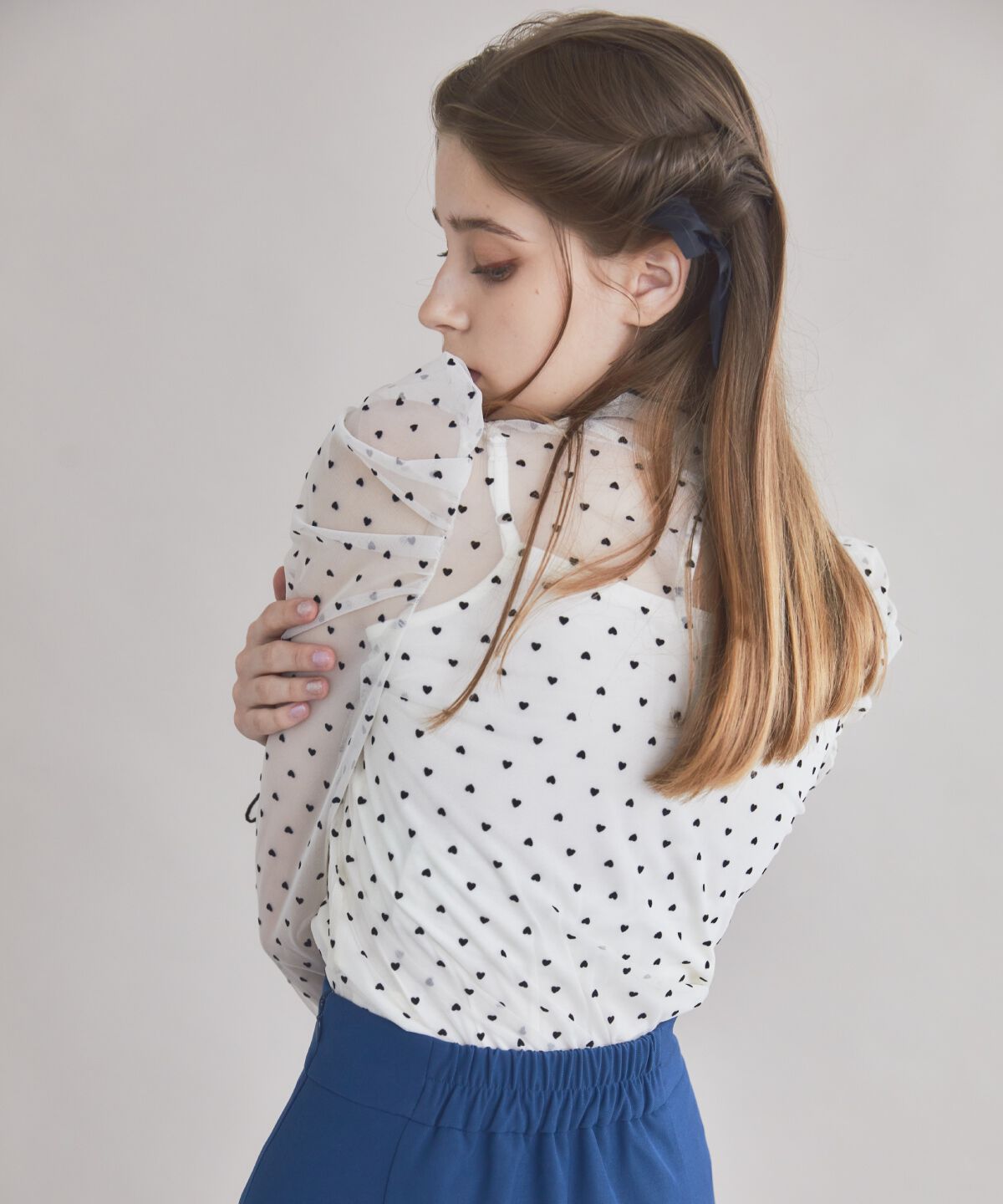 REDYAZEL「ハートフロッキーチュールブラウス」|シャツ・ブラウス|