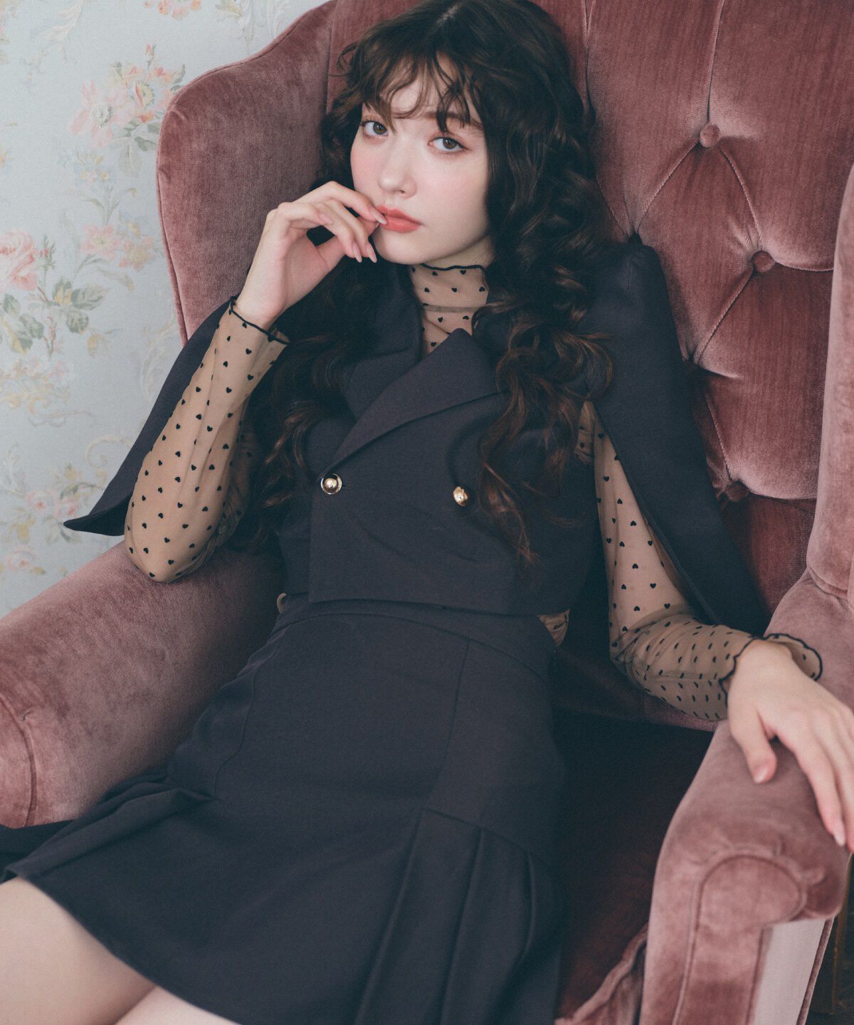 REDYAZEL「ハートフロッキーチュールブラウス」|シャツ・ブラウス|茶系ｼﾞｬｶﾞｰﾄﾞ