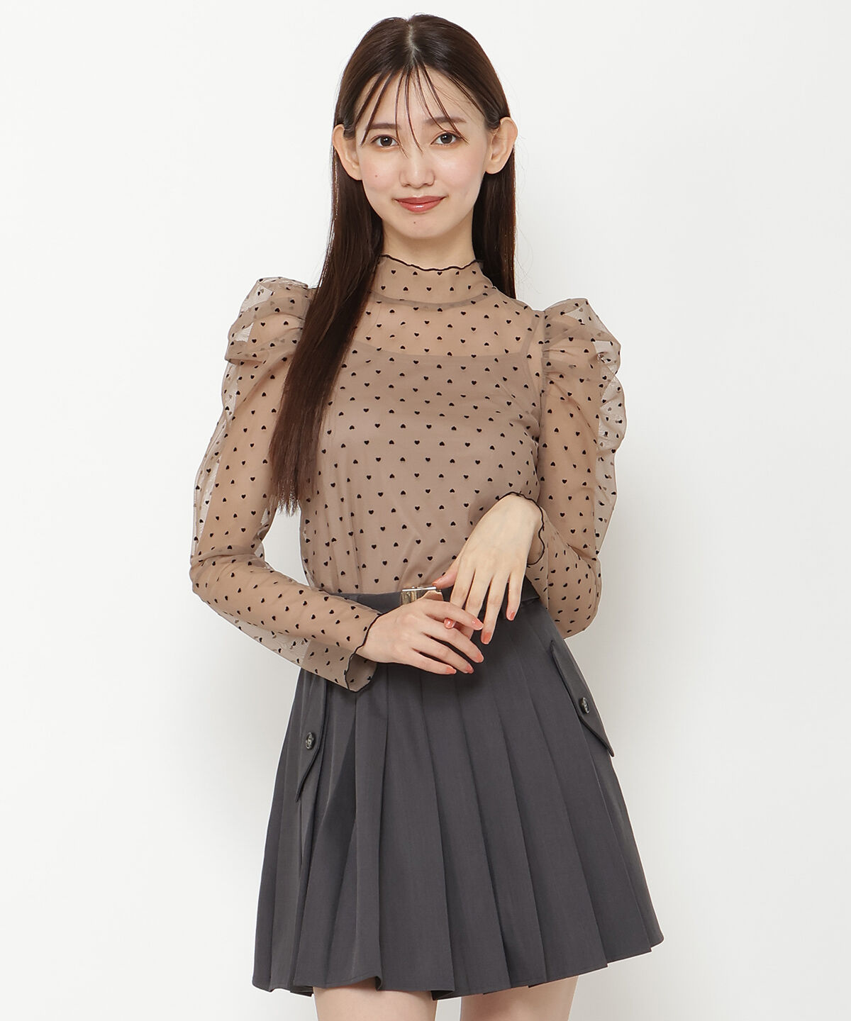 REDYAZEL「ハートフロッキーチュールブラウス」|シャツ・ブラウス|