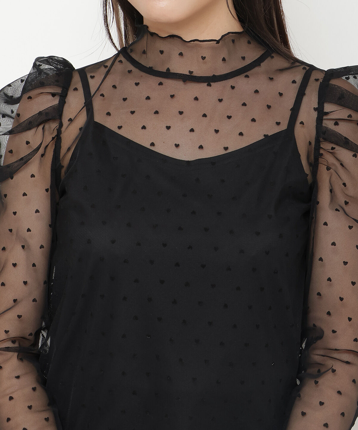 REDYAZEL「ハートフロッキーチュールブラウス」|シャツ・ブラウス|