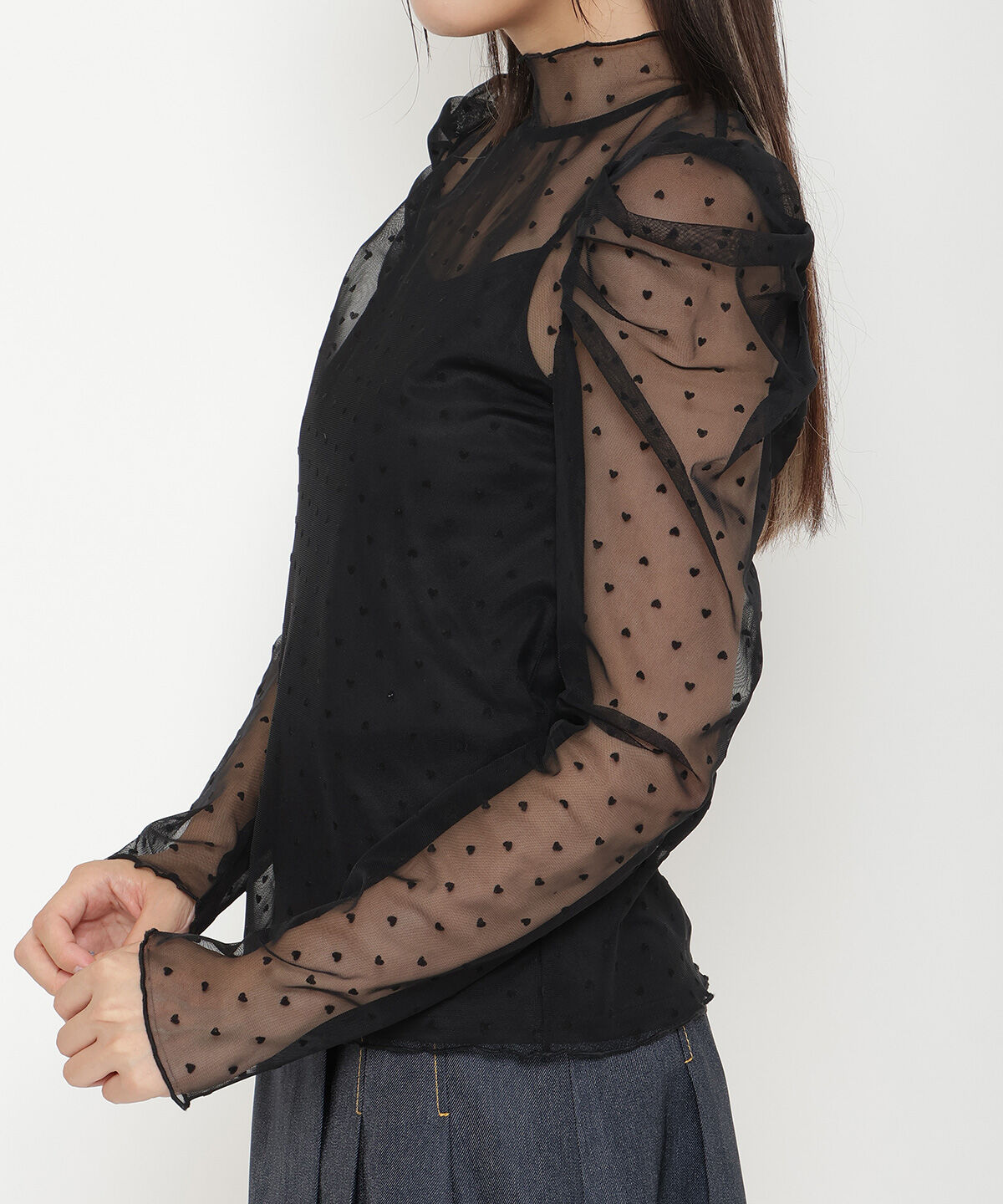 REDYAZEL「ハートフロッキーチュールブラウス」|シャツ・ブラウス|