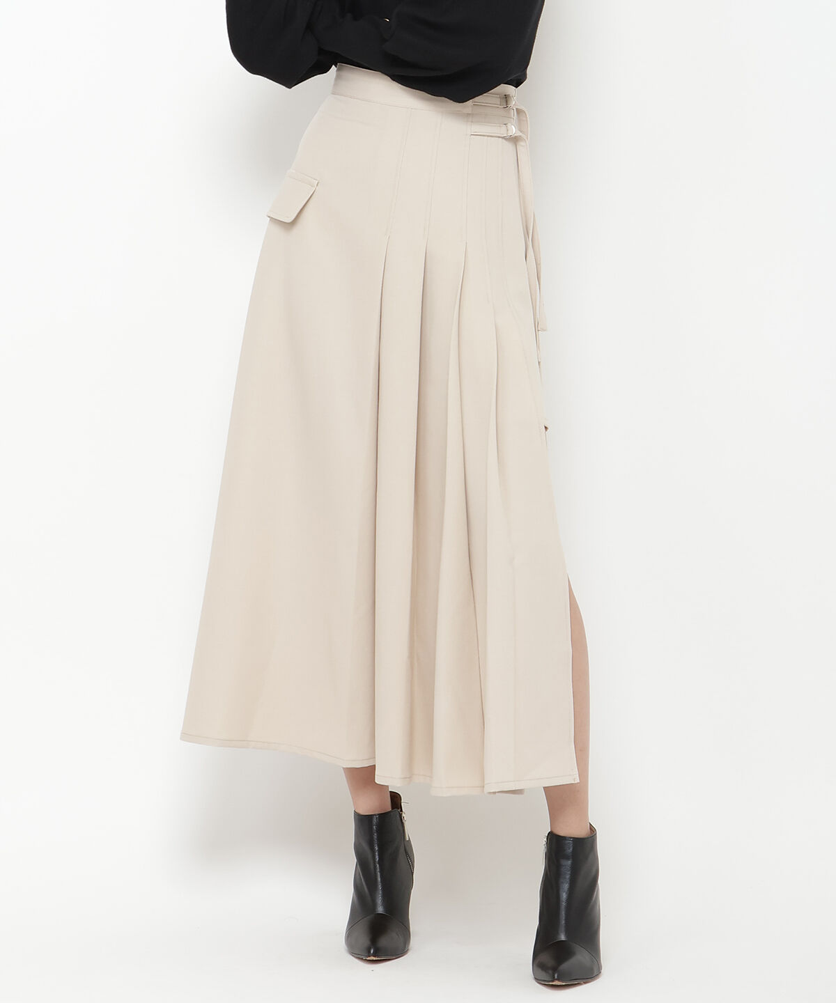 REDYAZEL「アシメソフトプリーツスカート」|フレア|