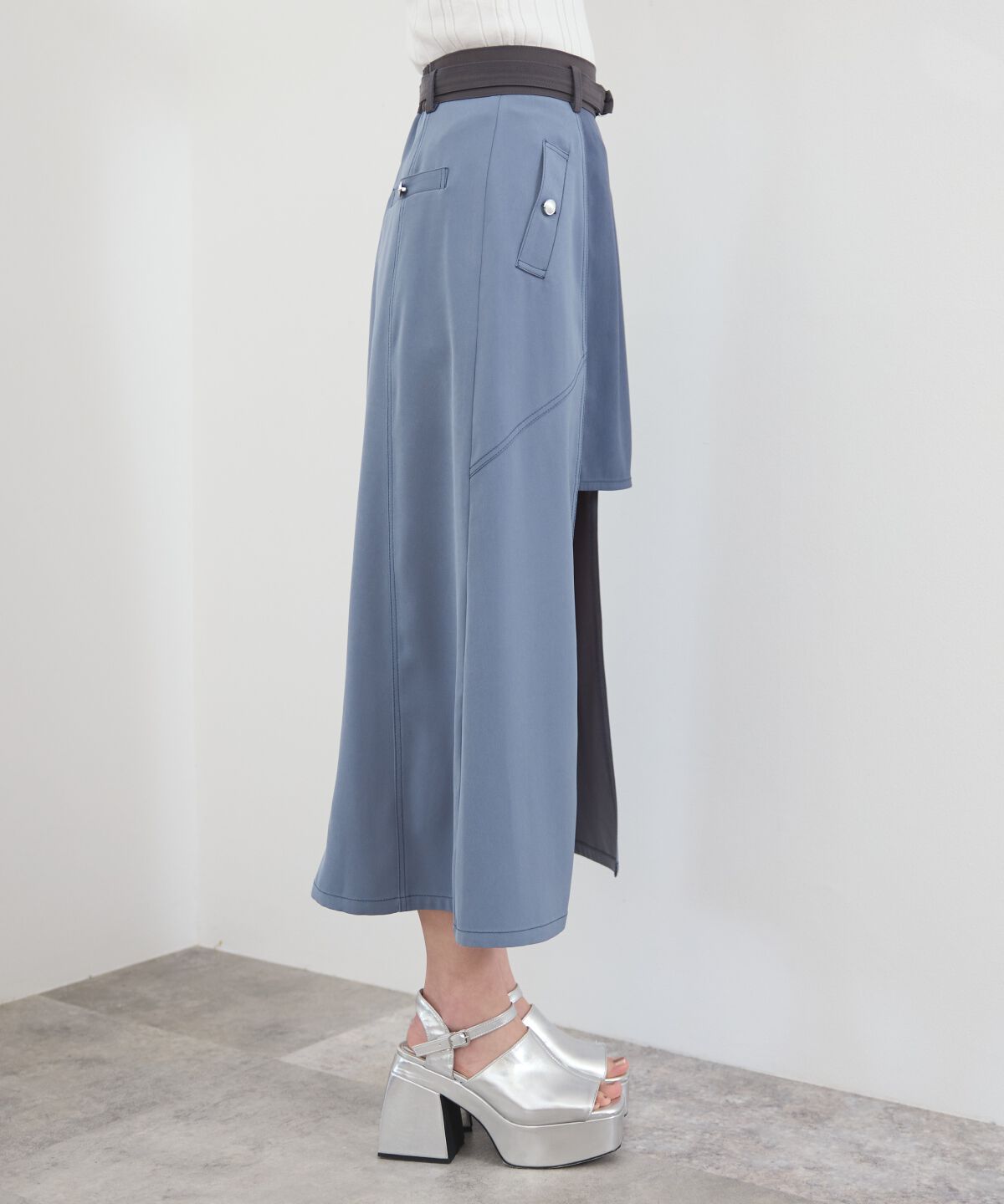 REDYAZEL「バイカラーパネルロングスカート」|台形|