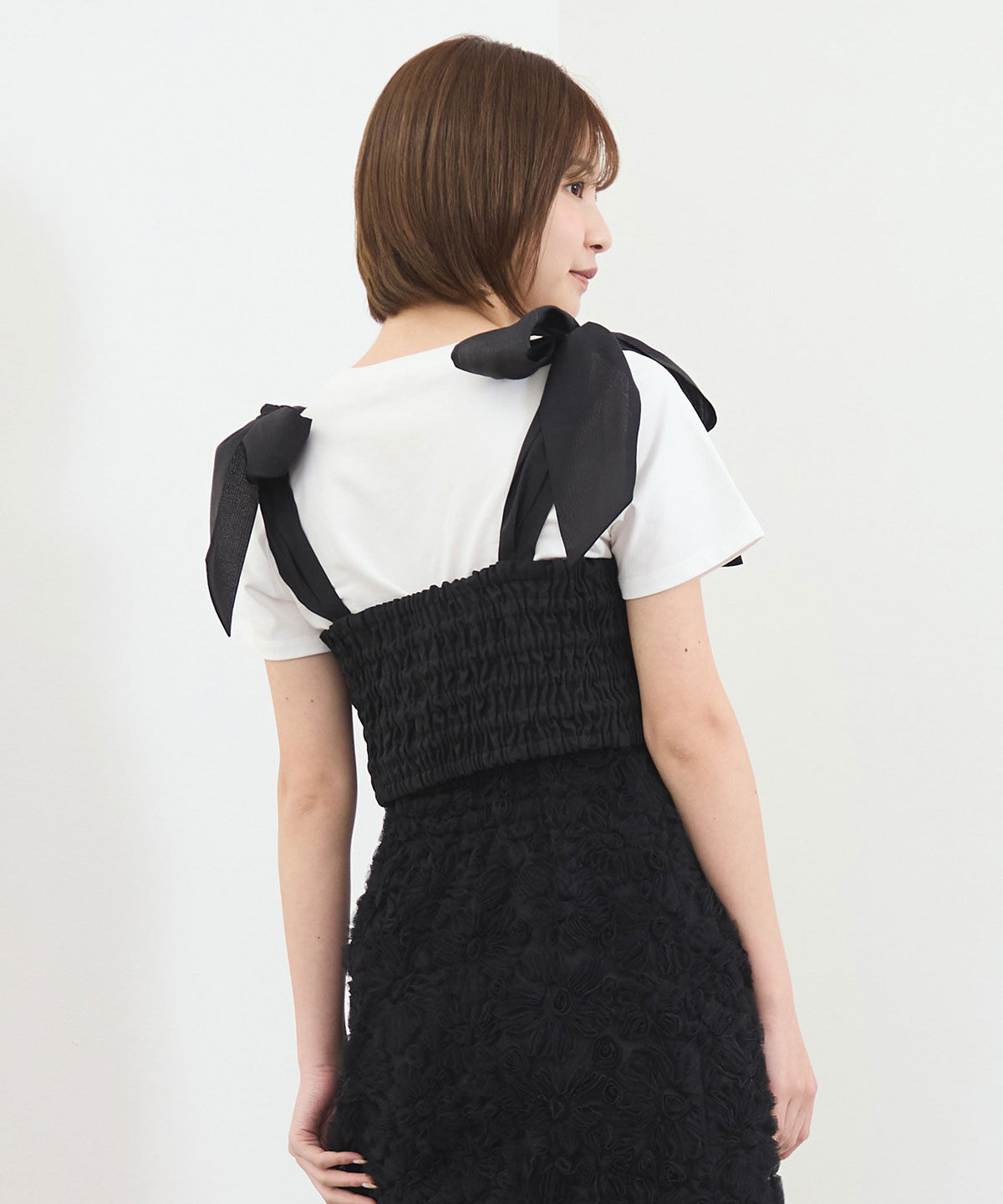 REDYAZEL「3Dフラワーレースショルダーリボンビスチェ」|キャミソール|