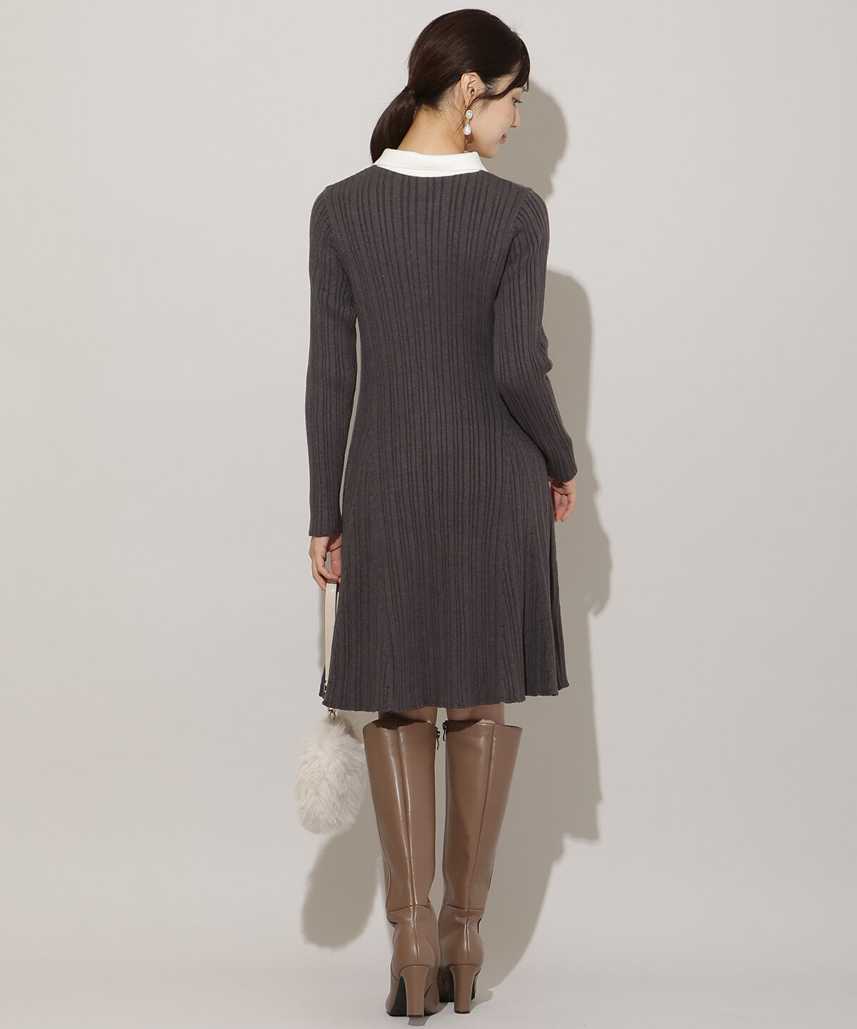 WILLSELECTION「ポロカラーフレアニットワンピース」|ワンピース|