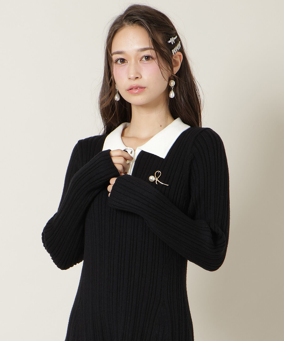 WILLSELECTION「ポロカラーフレアニットワンピース」|ワンピース|