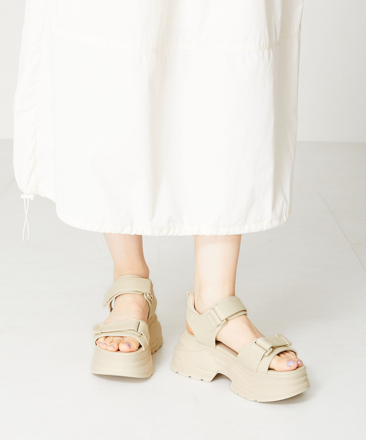 ORiental TRaffic「【アウトレット価格】厚底スニーカーソールサンダル/41205 サンダル 履きやすい スポサン 人気」|サンダル|BEIGE