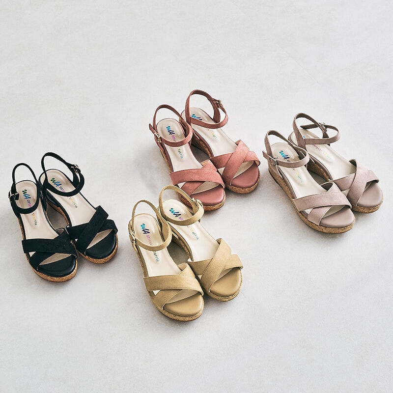 WA Oriental TRaffic「【アウトレット価格】クロスウエッジサンダル/42201 定番 サンダル 人気 ヒール6cm」|サンダル|BEIGE