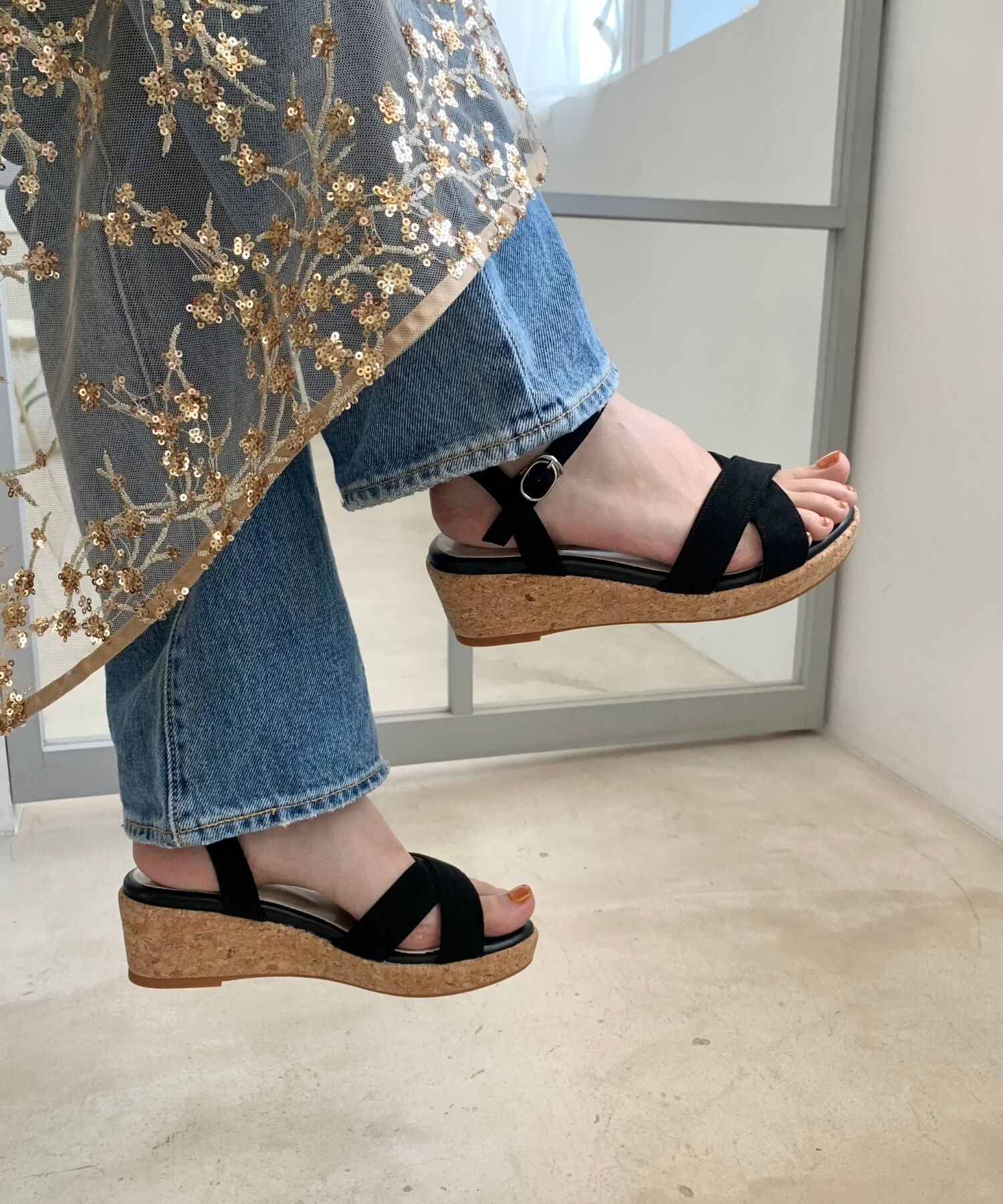 WA Oriental TRaffic「【アウトレット価格】クロスウエッジサンダル/42201 定番 サンダル 人気 ヒール6cm」|サンダル|