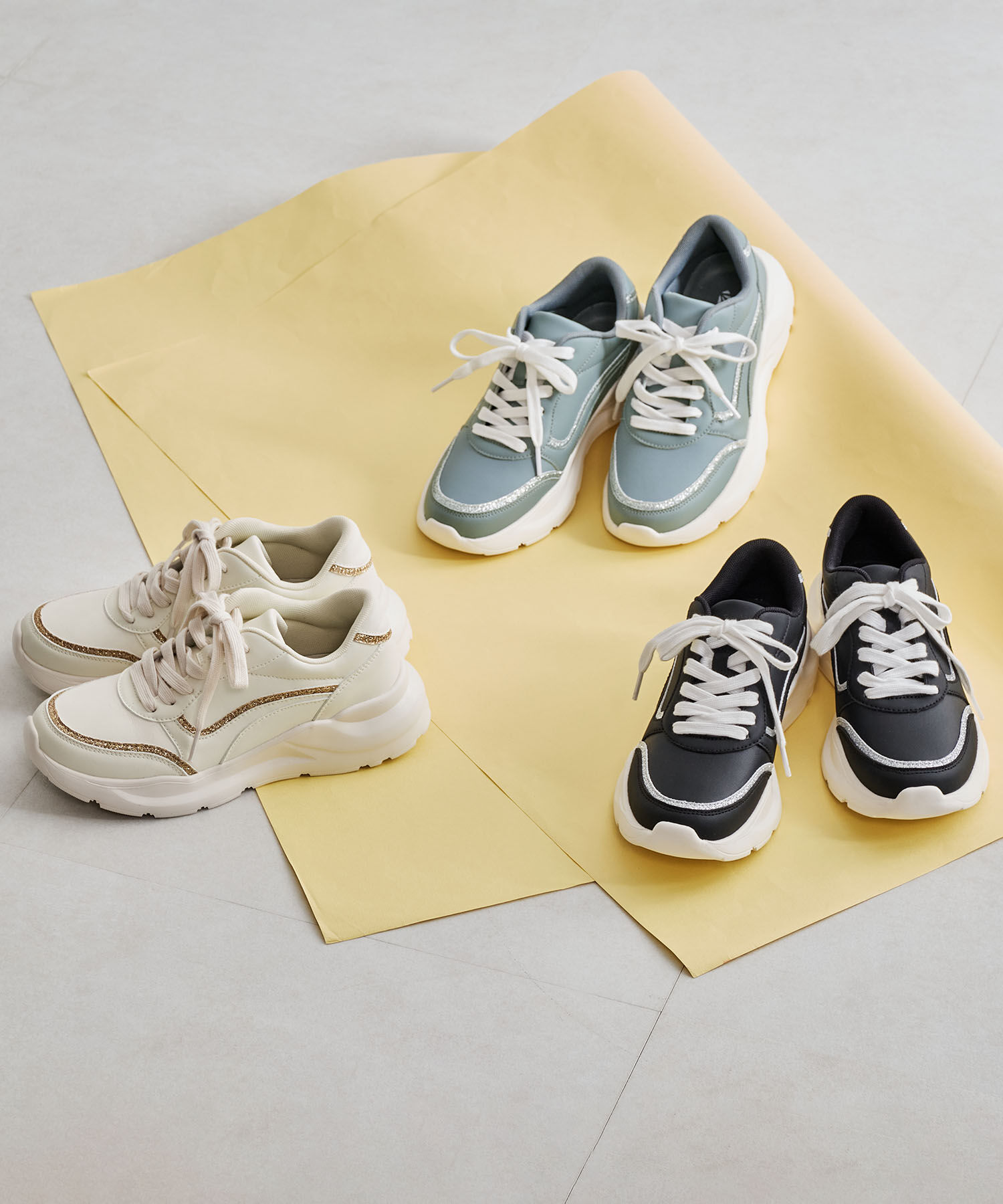 ORiental TRaffic「●2025春夏新作●グリッターラインスニーカー/OT3762 スニーカー トレンド 人気 売れてる」|スニーカー|