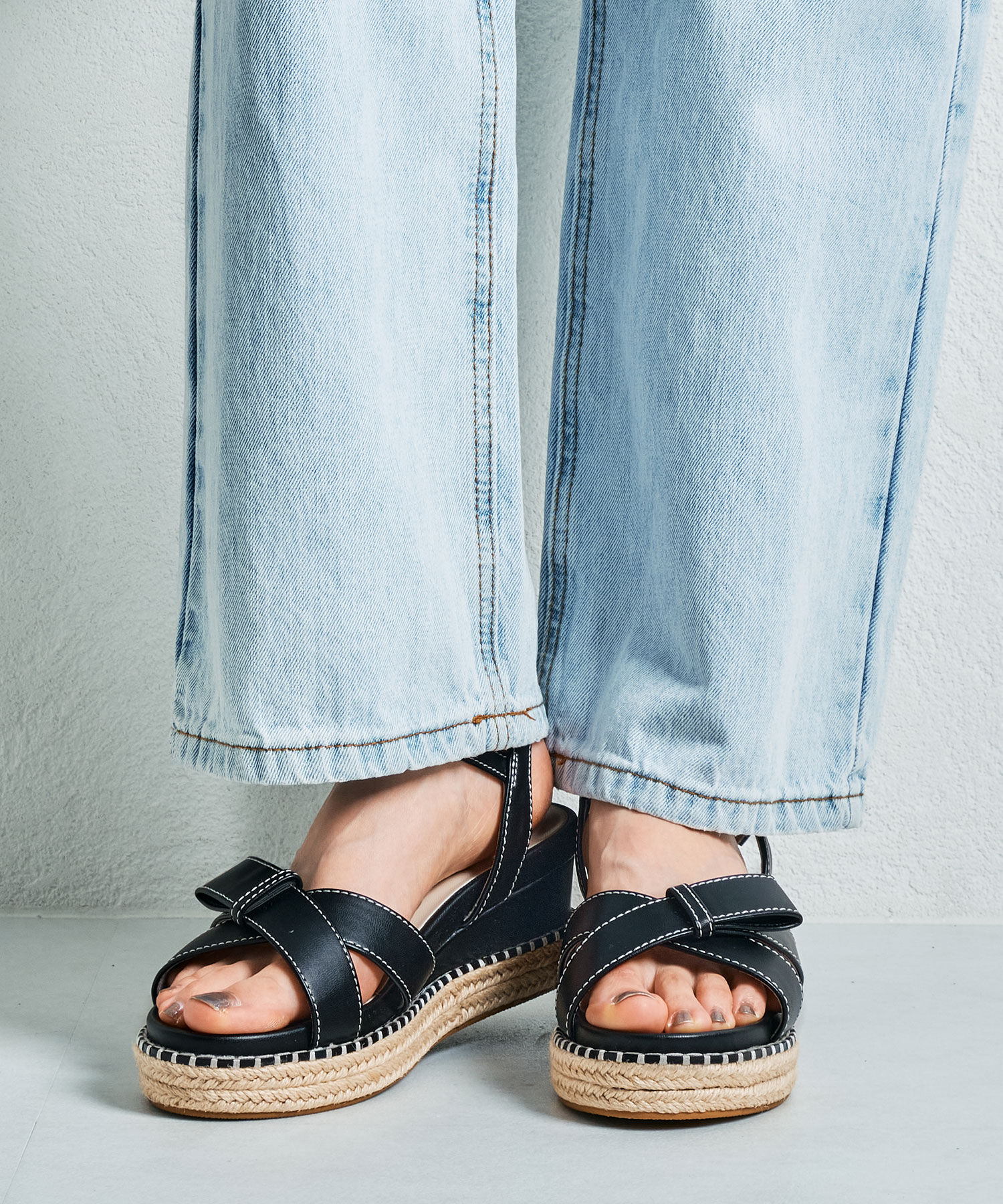 ORiental TRaffic「【アウトレット価格】リボンステッチウエッジサンダル/41283」|サンダル|