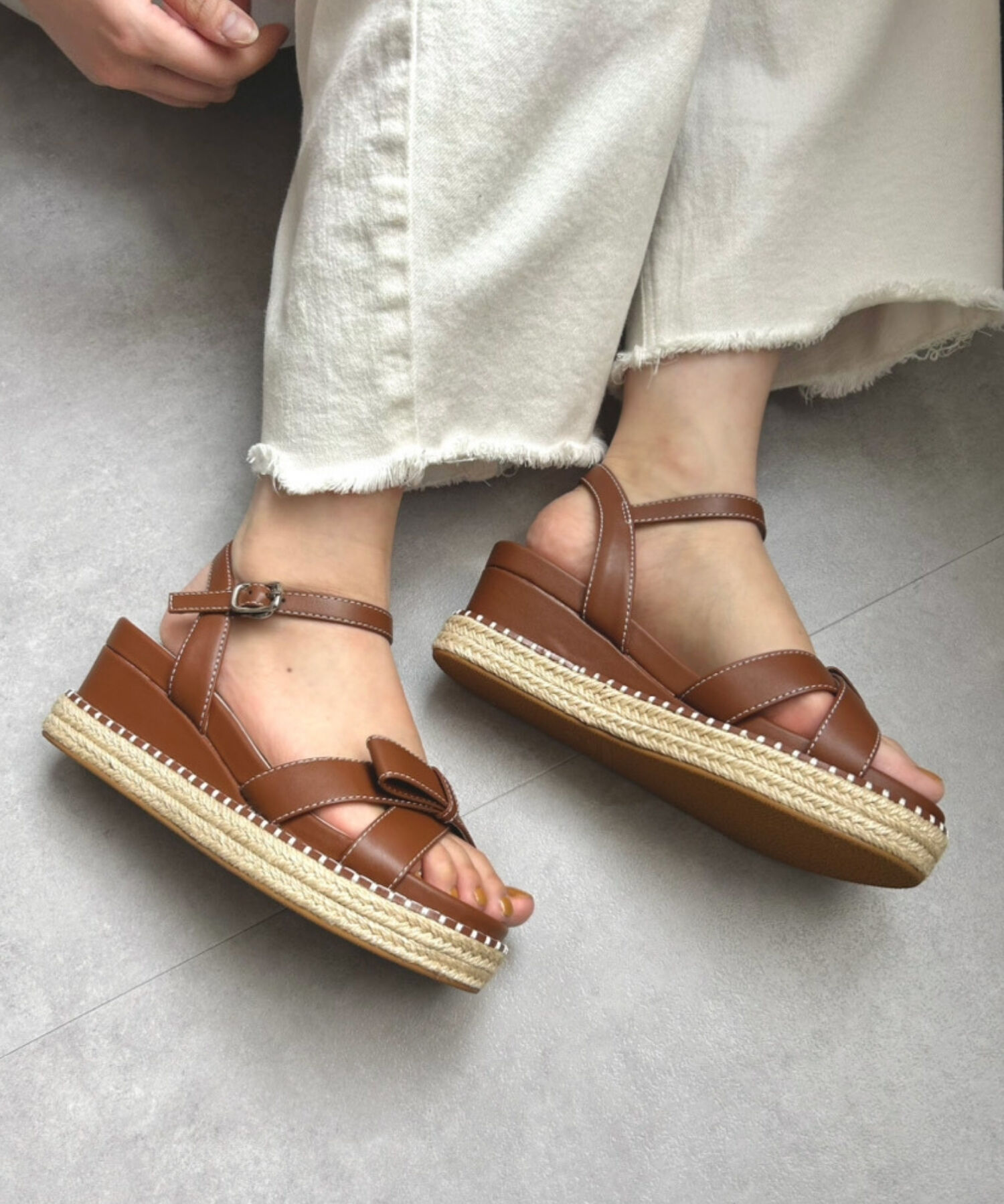 ORiental TRaffic「【アウトレット価格】リボンステッチウエッジサンダル/41283」|サンダル|