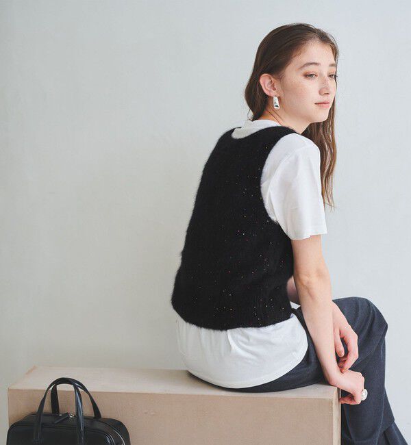 UNITED ARROWS「フォックス カシミヤ スパンコール 2WAY ニットベスト」|ベスト・ジレ|