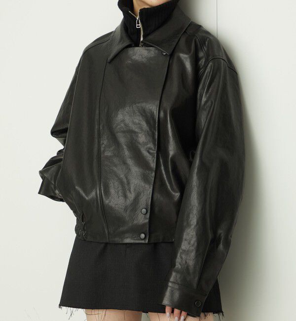 AEWEN MATOPH「＜AEWEN MATOPH＞リブカラーレザーブルゾン」|ライダースジャケット|