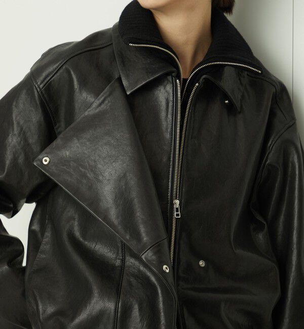 AEWEN MATOPH「＜AEWEN MATOPH＞リブカラーレザーブルゾン」|ライダースジャケット|